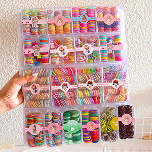 Venta al por mayor de lazos coloridos para el cabello para niños, 90 Uds., diadema elástica de goma empaquetada en caja, accesorios para el cabello de niña pequeña - Product Image 2