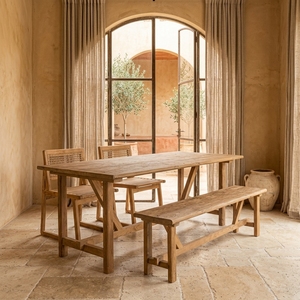 Mesa de Comedor Rústica Alma, Mesa de Comedor de Madera Maciza Estilo Granja para el Hogar, Restaurante, Cafetería - Product Image 5