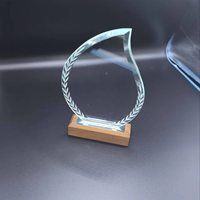 Plaque de reconnaissance des employés en cristal K9 personnalisée, gravure laser 3D, trophée flamme, récompense, forme de feuille sculptée à la main, thème d'honneur
