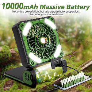 Linterna LED portátil para acampar con energía Solar de 10000mAh con ventilador, 4 velocidades, viento potente, recargable, con batería, 90 plegables - Product Image 3