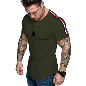 Nuova estate moda europea e americana <span class=keywords><strong>abbigliamento</strong></span> <span class=keywords><strong>uomo</strong></span> taglie forti con cuciture sulle spalle T-Shirt da <span class=keywords><strong>uomo</strong></span> a maniche corte - Product Image 6