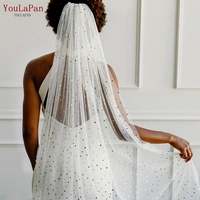 Voile de mariée YouLaPan V184 Romantique, longueur Valse, simple couche, en dentelle transparente avec appliques motifs étoiles et lunes pour femme