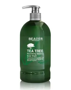 Özel etiket kunduz çay ağacı hindistan cevizi yağı vücut yıkama duş jeli
