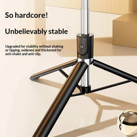 Perche à selfie extensible 1,7 m avec trépied et lumière d'appoint, télécommande pour diffusion en direct, vente en gros