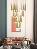 Lustre LED rotatif en fer forgé de luxe léger, à intensité variable, pour villa, escalier double, lampes multi-formes