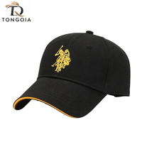 Gorra de Béisbol Personalizada Vintage de Sarga Negra y Azul Marino con Logotipo en Relieve de Goma, 6 Paneles, Visera Curva de Algodón, Ajustable, para Golf, OEM