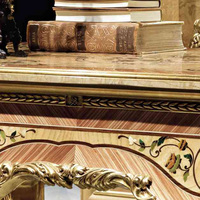 Bureau de direction de la famille royale française, bois massif sculpté, incrusté d'objets fins, écologique, durable, vintage, sain
