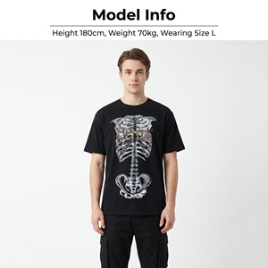 Camiseta Personalizada de Algodón 100% de Alto Gramaje, Estilo Urbano Hip Hop, con Gráfico de <span class=keywords><strong>Esqueleto</strong></span>, Impresión Serigráfica, Vintage, Oversize - Product Image 6