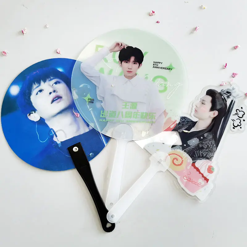 Eco Friendly small Custom Printed Plastic Transparent Hand Fans Event Korean cartoon Hand Fans