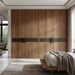 Armoire de rangement moderne sur mesure OEM ODM à 4 portes, meuble de chambre à coucher en bois pour vêtements - Product Image 5