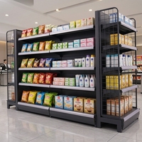 Étagères de présentation pour magasins de détail, rayonnages légers pour supermarchés, étagères de rangement double face