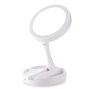 Espejo de Maquillaje con Luz LED, Flexible, Plegable, Diseño Moderno, 1X/10X, para Escritorio, Viajes y Mujeres - Product Image 1