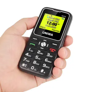UNIWA-teléfono móvil V171 para personas mayores, pantalla de 1,77 pulgadas con teclado, botón grande