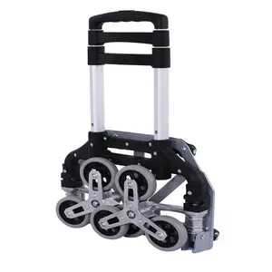 Height Adjustable TPR 6wheel Stair-climbing Capable Handcart Grocery Cart Trolley Cargo Hauling Utility Pull Rod Trolley Trailer