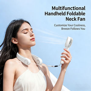 Producto para el Hogar Inteligente, Ventilador de Mano Moderno de Doble Aspa, Ventilador de Cuello Plegable Silencioso y Portátil con Gancho - Product Image 5