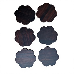 Eco-Friendly Wooden Coffee <b>Coaster</b> <b>Set</b> <b>with</b> <b>Holder</b> Contemporary Design Round 33cm Diameter for Home Office Restaurant - Product Image 6