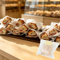 Sacs en papier glassine blanc translucide jetables, résistants à la graisse, pour emballage de produits de boulangerie, sacs en papier ciré avec votre propre logo