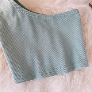 Una spalla Crop Top <span class=keywords><strong>donna</strong></span> <span class=keywords><strong>canotta</strong></span> <span class=keywords><strong>a</strong></span> coste Sexy Tube Basic White Plain Tank Top - Product Image 3