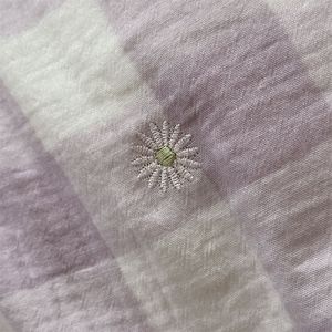 Korean Style Purple Plaid Four-Piece <b>Bedding</b> <b>Set</b> Yarn-Dyed Cotton Gauze Breathable 1.8M Double Layered Duvet Cover Pillowcases - Product Image 4