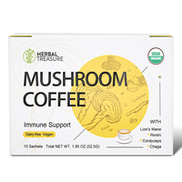 Café instantané 4 en 1 Champignon Café instantané avec Reishi Chaga Lions Mane Cordyceps