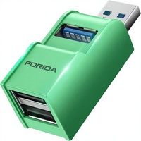 FORIDA HYD-6060B 3-Port USB 3.0/2.0 Adapter Hub Portable Port Splitter untuk Keyboard/Mouse/Hard Disk/U Disk/Kamera Hijau Buatan
