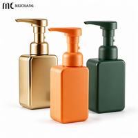 Botol Pompa Busa PET Persegi 500ml 600ml Dengan Pompa Pengeluaran Busa 1.5cc untuk Kemasan Perawatan Pribadi