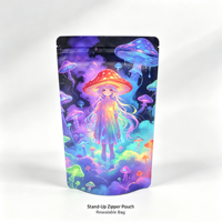 MOQ 500 Pochette zippée personnalisée avec finition mate holographique brillante pour petites entreprises, marques indépendantes, emballage de snacks et de thé 7/14/28/112g
