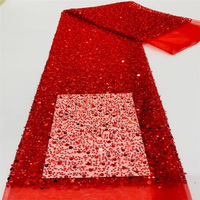 Tissu de dentelle brodée extensible et respirant pour robe de mariée, vente en gros de perles de sequins, broderie de dentelle, tissu à perles