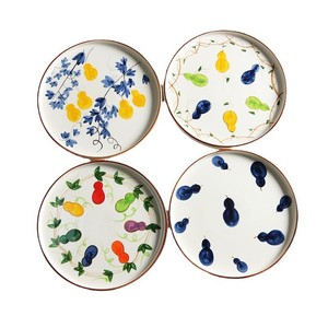 Platos de cerámica pintados a mano con forma de calabaza, redondos, con acabado bajo esmalte, estilo oriental, para uso doméstico. - Product Image 5