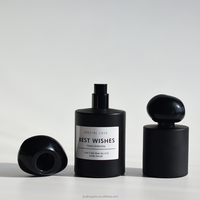 Botol Parfum Silinder Pria Mewah dengan Permukaan Berhias Hot Stamping - Wadah Parfum Kaca Hitam Elegan 30ml/50ml/100ml