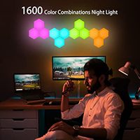 Hexagone LED Appliques Murales Smart Modulaire RGB Panneaux avec 13 Couleurs DIY Toucher Sensible USB Alimenté Hex Light pour la Décoration de Salle de Jeu