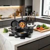 Ensemble de casseroles et poêles antiadhésives Astercook Home, saines, non toxiques, en titane, compatibles induction, sans PFAS/PTFE/PFOA/PFOS, avec couvercles en verre