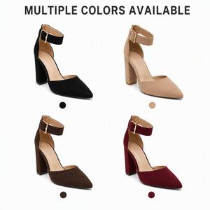 <span class=keywords><strong>Scarpe</strong></span> <span class=keywords><strong>da</strong></span> <span class=keywords><strong>Donna</strong></span> con Tacco Alto, Punta Affusolata, Cinturino alla Caviglia, Tacco Largo in Camoscio, Modello D'Orsay, per Ufficio e Feste, Vendita all'Ingrosso - Product Image 1