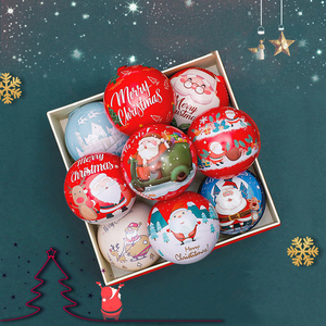 Gift Packing Christmas Ball Tin Box Kids Candy Packing Tin Metal Ball Box <b>Iron</b> Tinplate Ball Box Xmas Tree Decoration - Product Image 1