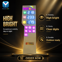 Écran d'affichage des prix du gaz LED couleur ambre blanc 8.88 8.888 pour l'Arabie Saoudite avec télécommande RF RS485