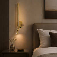 Applique murale d'hôtel moderne, lampe de lecture minimaliste, applique LED réglable, rotation à 350 degrés, inclinaison à 90 degrés, finition bronze