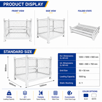 Conteneur empilable en treillis métallique blanc 1200x1000x900mm, capacité de charge 4 niveaux 1500kg, traitement de surface par poudrage, stillage
