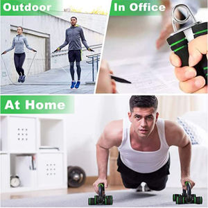 Inicio Deportes 6 en 1 Ab Wheel Roller Kit Fitness Abdominal Wheel Hand Grip Strengthener Jump Rope Push up Bar Banda de resistencia - Product Image 5