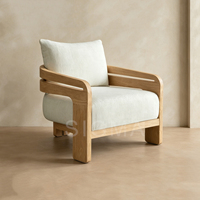 Fauteuil d'extérieur individuel en teck massif de qualité supérieure, moderne, avec coussin à séchage rapide pour hôtel, patio, terrasse - Durable et résistant aux intempéries