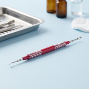 Détartreur dentaire double extrémité ergonomique en acier inoxydable avec poignée moletée argentée, instrument manuel de classe I - Product Image 4