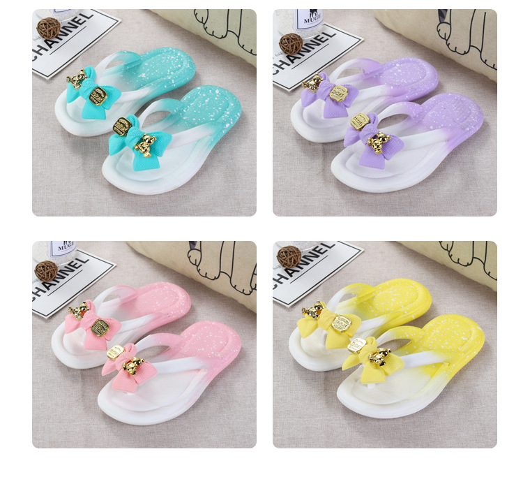 Wholesale Shoes Flip-flops Slippers Non-slip Bow Beach Parent-child Cute Student Flip Flops
