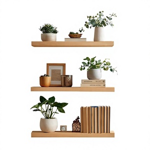Multi Layer Wooden <b>Wall</b> <b>Mounted</b> Storage <b>Shelf</b> with Metal Brackets-Modern Durable Living Room Organization - Product Image 5
