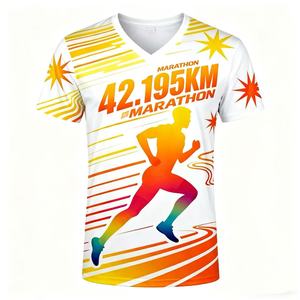 Camiseta de running personalizada barata con logo para maratón, publicidad, impresión 3D, poliéster, sublimación, camisetas en blanco. - Product Image 1