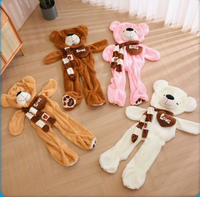 Écharpe personnalisée multi-tailles avec logo adorable, ours en peluche géant habillé, cadeau d'anniversaire avec broderie logo amour