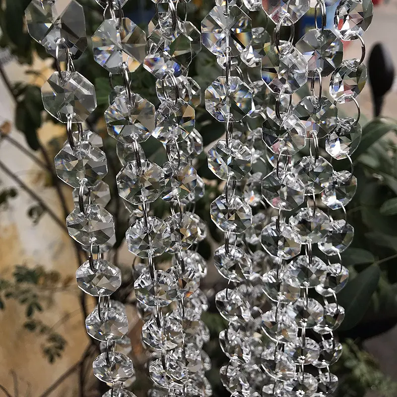 Tirai Pernikahan Manik-manik Kaca Segi Delapan Pelmet Kualitas A, Dekorasi Pintu Rumah Tirai Manik-manik Dekoratif Kristal