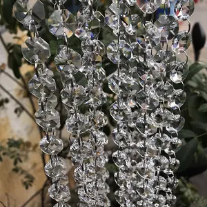Un rideau de mariage en perles de verre octogonales de qualité Pelmet, rideaux de perles décoratives en cristal de décoration de maison de porte