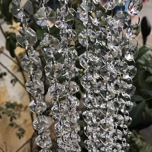 UMA Qualidade Pelmet Octogonal Contas de Vidro Cortina De Casamento, Porta de Decoração Para Casa Decoração Contas de Cristal Cortinas