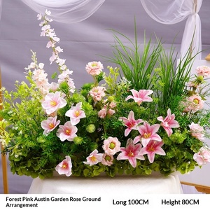 Camino de Flores Artificiales de Rosas <span class=keywords><strong>Austin</strong></span> Blancas Personalizado, Arreglo Floral de 100 cm para Pasillo, Escenario <span class=keywords><strong>en</strong></span> Forma de T y Decoración de Eventos - Product Image 3