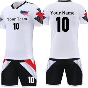 Ensemble d'uniformes de football personnalisés, maillot sublimé à col en V, short anti-transpiration, unisexe, pour adultes et enfants, nom et numéro de l'équipe 10 - Product Image 1