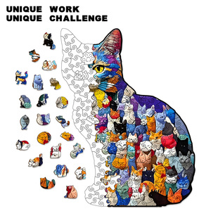 <span class=keywords><strong>Puzzle</strong></span> en <span class=keywords><strong>bois</strong></span> irrégulier pour <span class=keywords><strong>chat</strong></span>, jouet de décompression en forme unique - Product Image 2